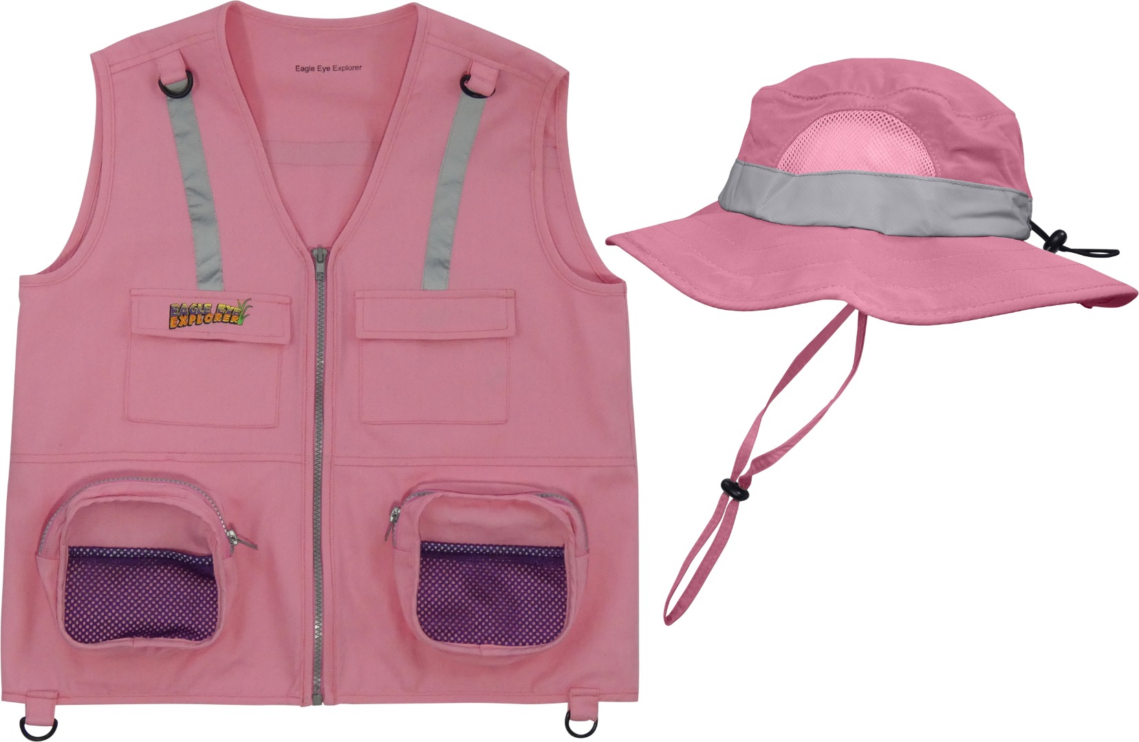 Fishing Outdoor Exploration and Play Includes 100% Cotton Vest and Large Brim Protective Hat Hunting Eagle Eye Explorer Boys and Girls Youth Safari Combination Set Perfect for Troops 